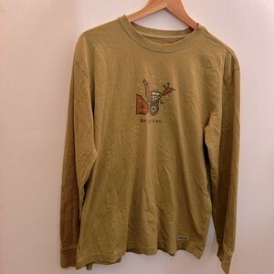 Life is Good Men's T-Shirt Long Sleeve Snow Blower Winter Bring It On M